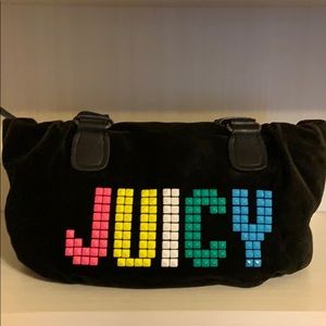 Juicy Couture black velour purse with neon studs